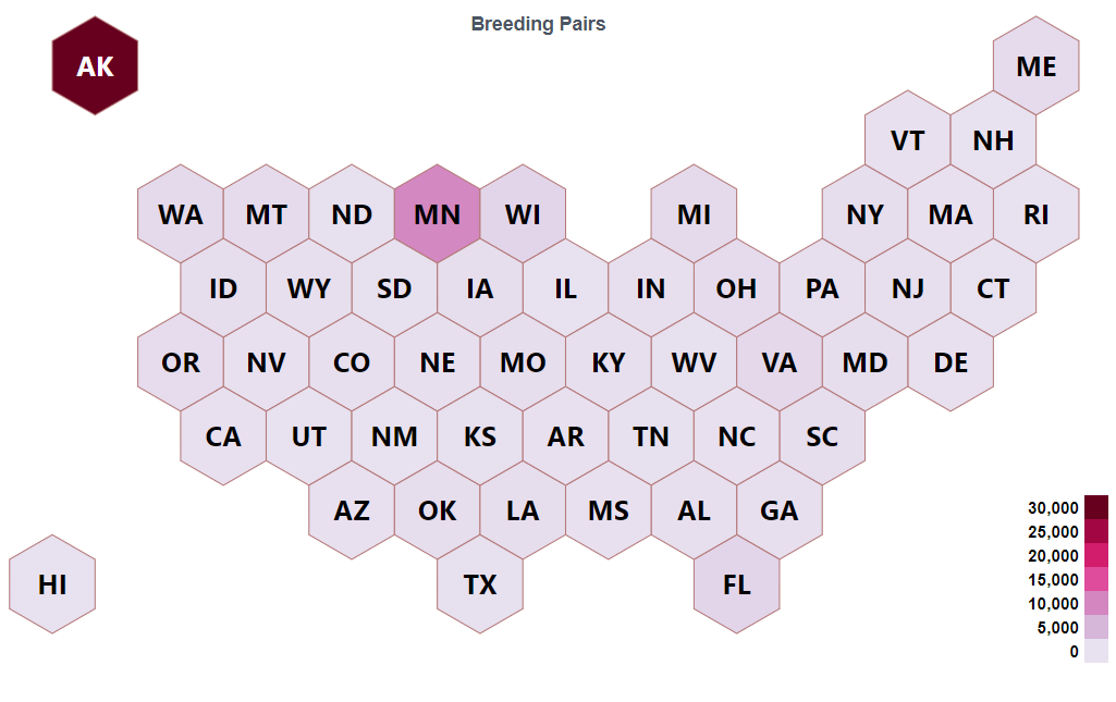 Breeding Pairs of Bald Eagle in the US