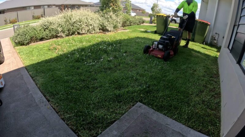 Mowing grass