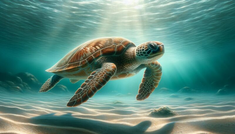 Turtle Swimming Underwater